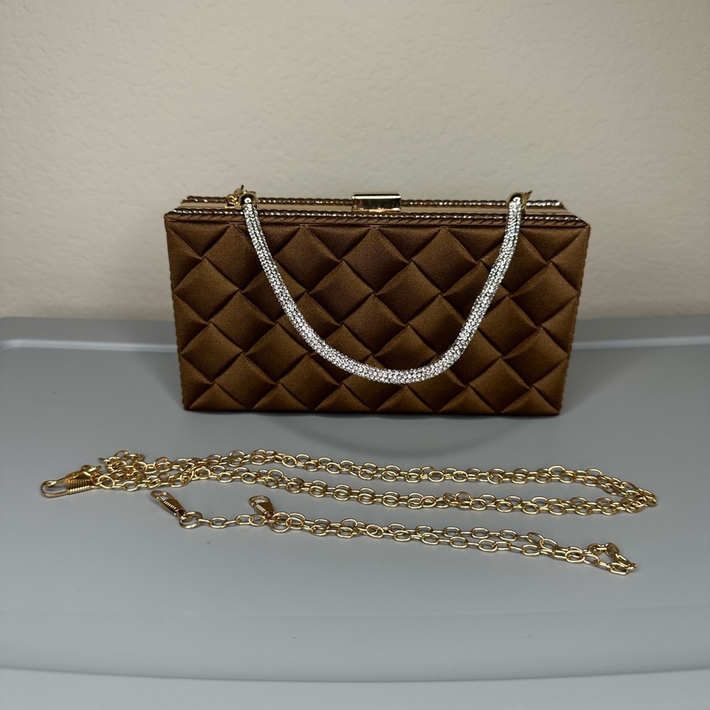 Chocolate Rhinestone Clutch Purse